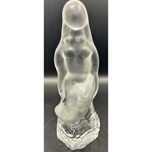 Vintage Reijmyre Mermaid Frosted Crystal Glass Figurine Paperweight Collectable